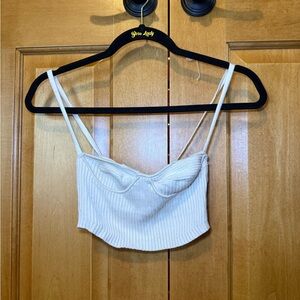 Urban Outfitters Cream Ribbed Crop Top